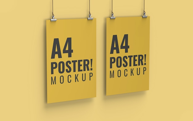 Mockup di poster vista sinistra formato a4