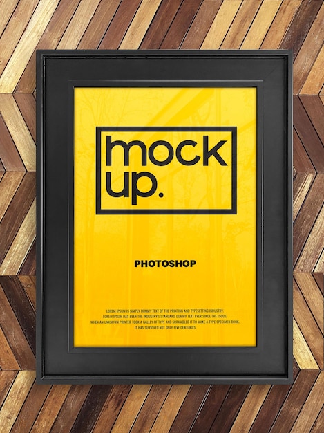 PSD poster mockup on metal frame