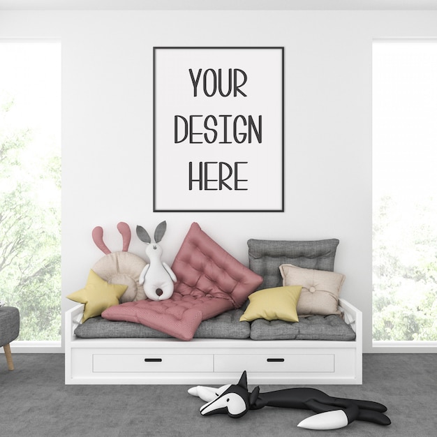 Poster mockup, nursery room