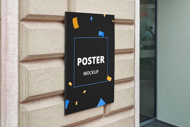 PSD poster mockup at office entrance