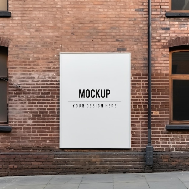 Poster mockup on an old brick street building wall