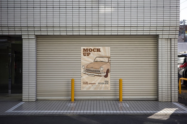 PSD poster mockup in parking space