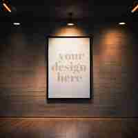 PSD poster mockup psd framed artwork showcase realistic rustic interior render frame