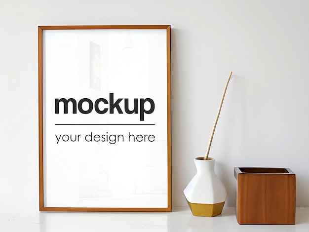 poster mockup psd framed artwork showcase template vertical print frame