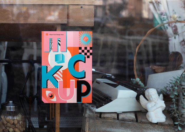 PSD poster mockup in shop window