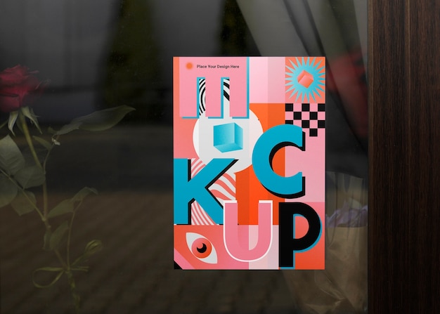 PSD poster mockup in shop window