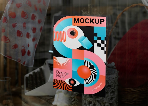 PSD poster mockup in shop window