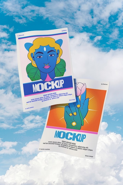 poster mockup in the sky