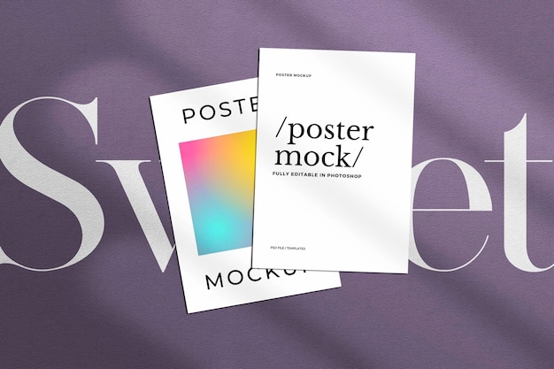 Mockup di poster su sfondo texture con ombra