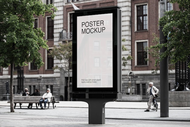 Poster mockup on a urban street