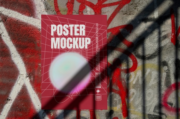 PSD poster mockup on wall