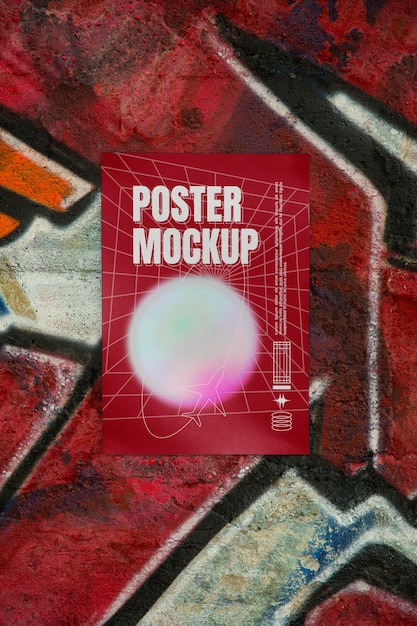 PSD poster mockup on wall