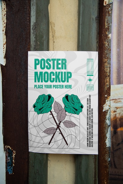 PSD poster mockup on wall