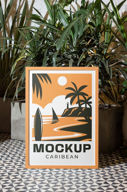 poster mockup with caribbean aesthetics