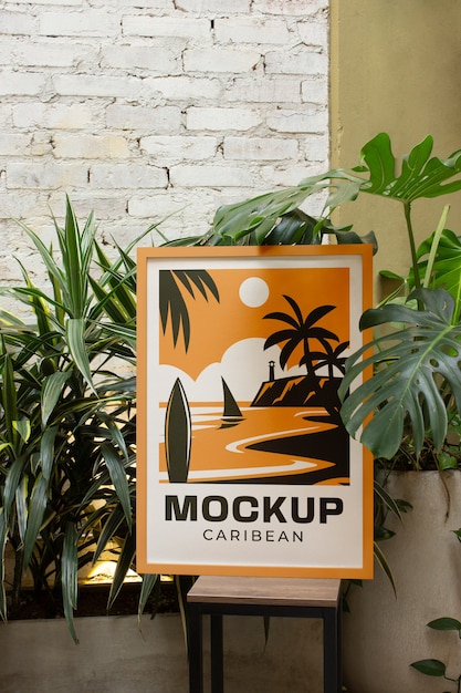 poster mockup with caribbean aesthetics