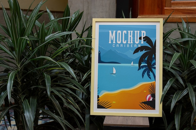 poster mockup with caribbean aesthetics