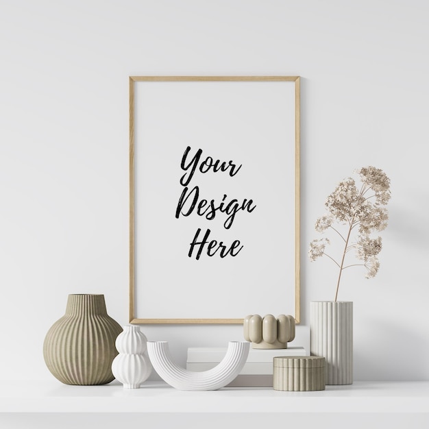 Poster Mockup with Interior Decoration