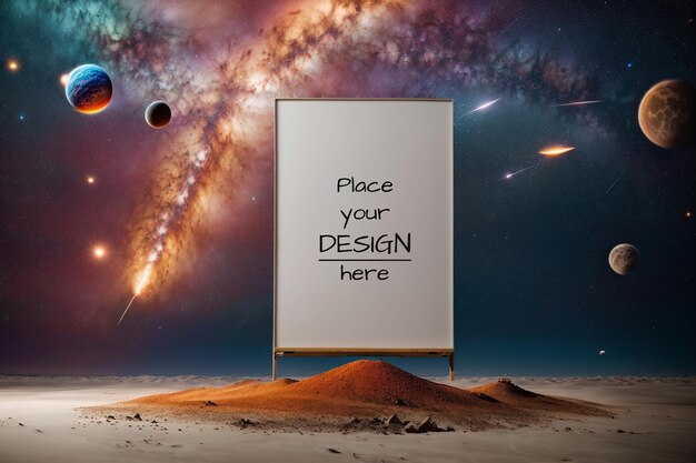 PSD Макет плаката с темой песка и неба 3