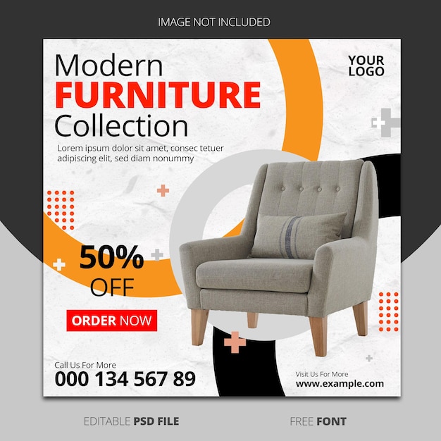 A poster for modern furniture store with a sign that says modern furniture.