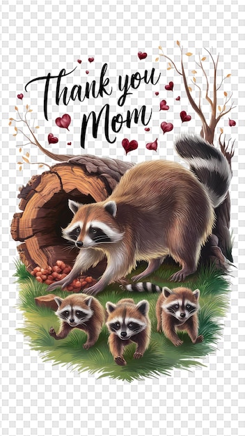 A poster for a moms birthday with raccoons