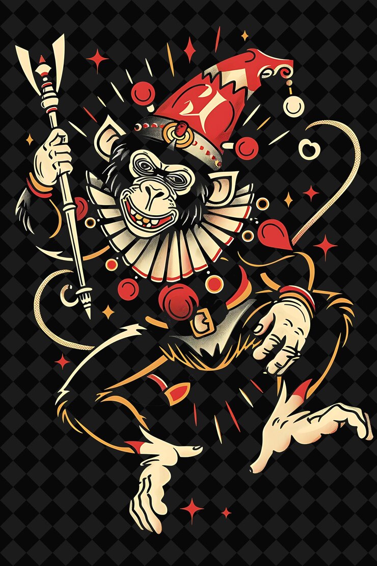PSD a poster for a monkey called monkey with a sword
