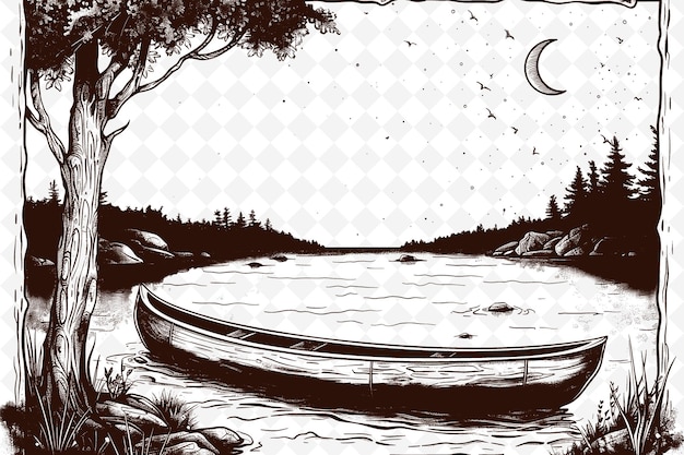 A poster for a moon and a boat with a moon in the background