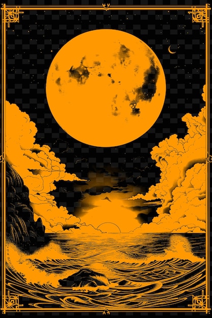 PSD un poster per la luna e l'acqua sotto di essa