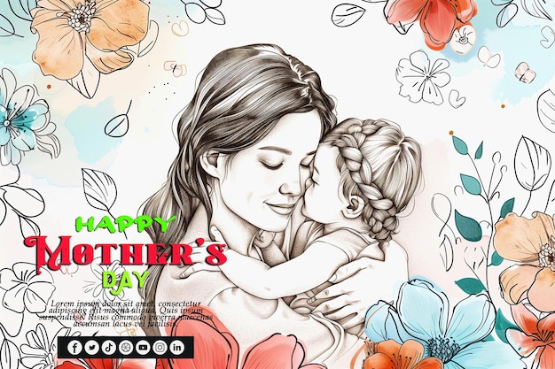 PSD a poster for a mother and child with the words quot happy mothers day quot