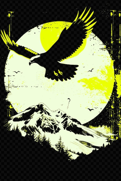 PSD a poster for a movie called a bird with a yellow moon in the background