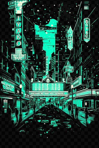 A poster for the movie theater is shown in green