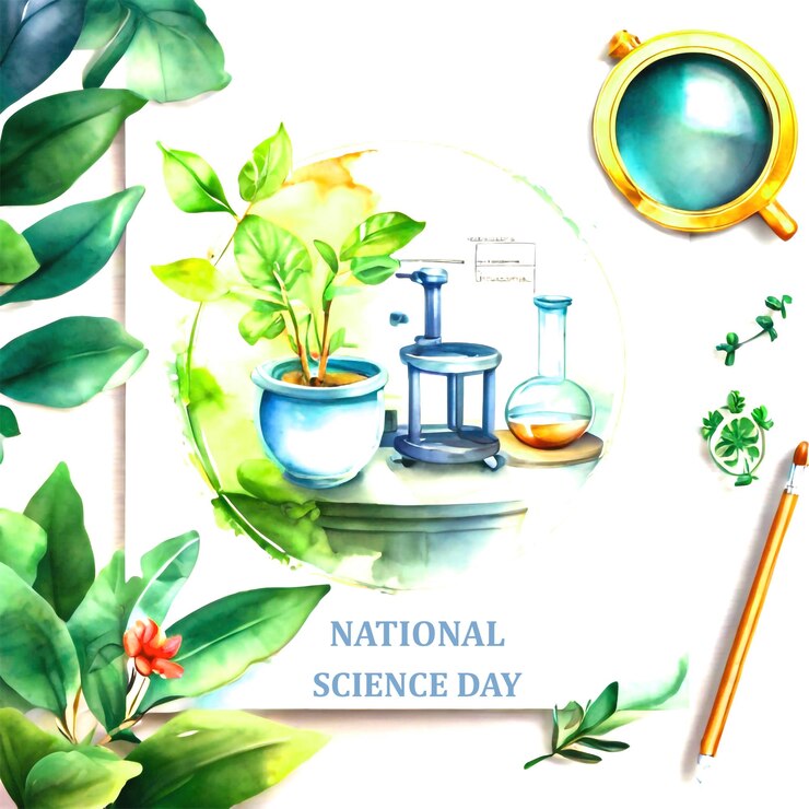 PSD a poster for national science day is displayed on a white background