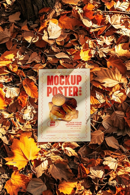 PSD poster on natural element  mockup