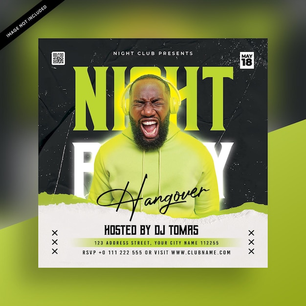 A poster for a night club called night club party flyer social media post