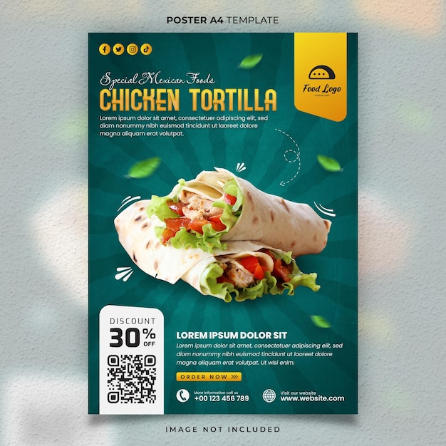 Poster of banner sjabloon Voedsel Mexicaanse Kip Tortilla