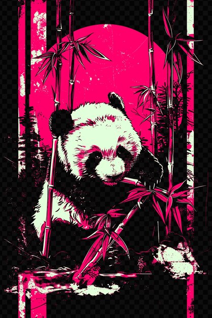 PSD un poster per panda con il bambù sullo sfondo