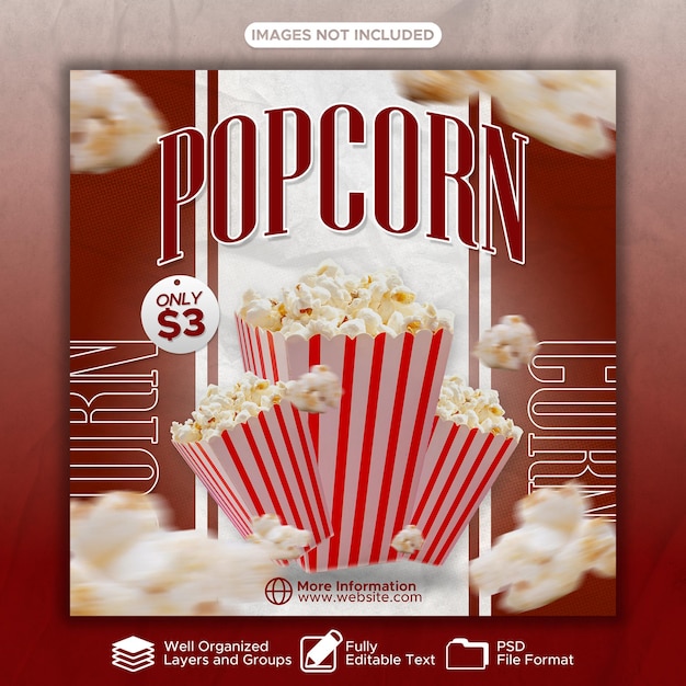 PSD un poster per popcorn che pubblicizza popcorn