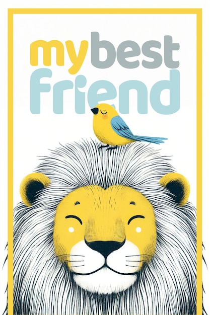 Poster print design with cute animal illustrations replaceable text PSD file