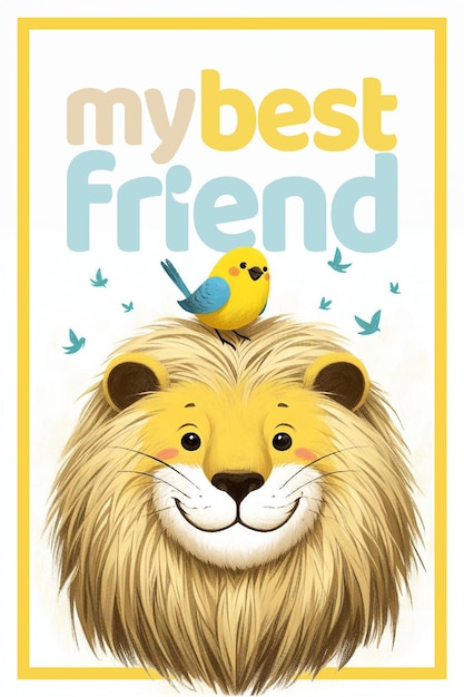 PSD poster print design with cute animal illustrations replaceable text psd file