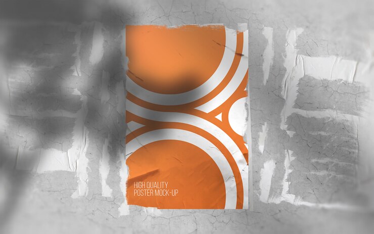 Poster print on wall mockup Premium Psd