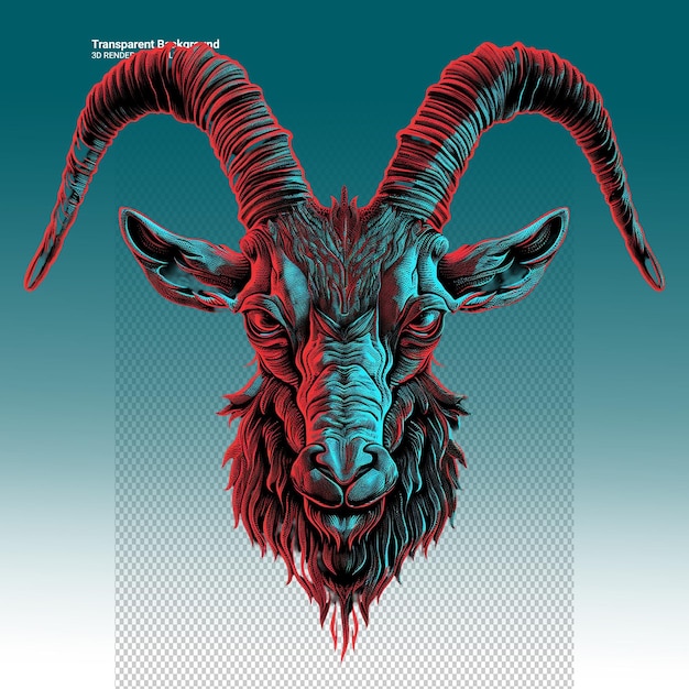 PSD a poster of a ram with a goat head and horns