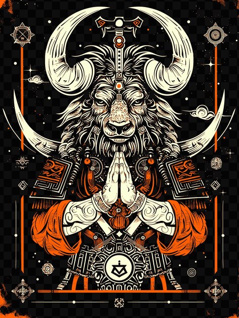 A poster for a ram with horns and a symbol of the year of the year