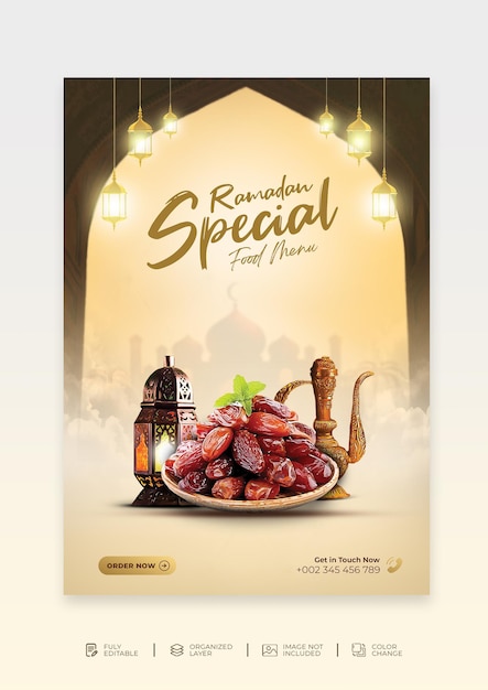 PSD un poster per il cibo speciale del ramadan del ramadan