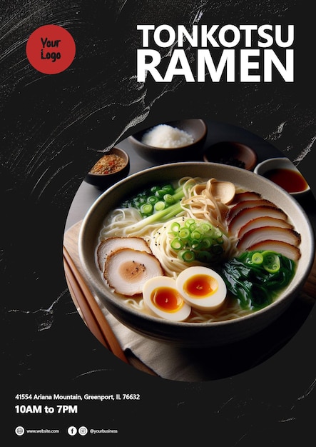 PSD poster di ramen tonkotsu