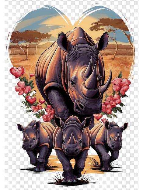 PSD un poster per un rinoceronte con un cuore su di esso
