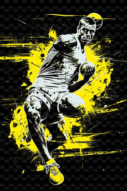 PSD a poster of a rugby player with a yellow background