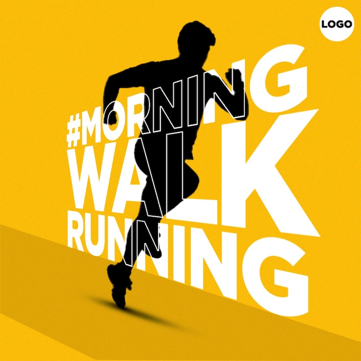 PSD a poster for a running man running with the words morning run on it