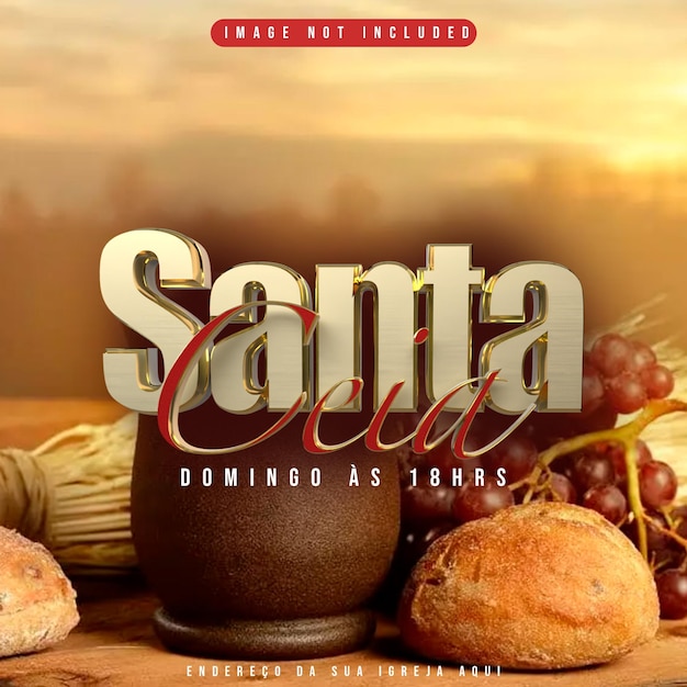 PSD a poster for santa oca featuring bread and fruits.