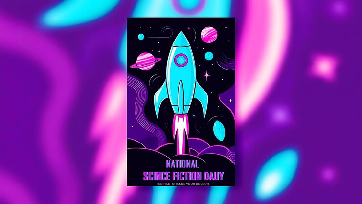 PSD a poster for a science fiction comic book called the first real world of science