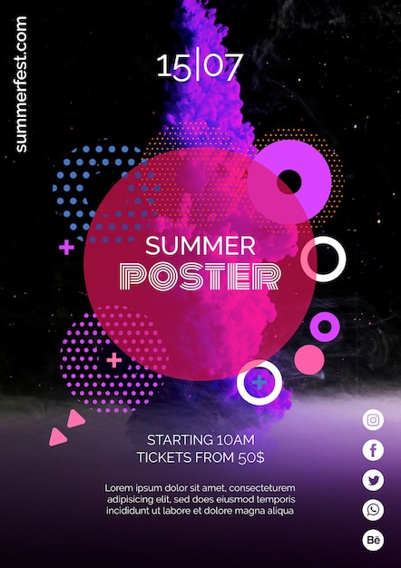 PSD poster sjabloon voor zomerfestival