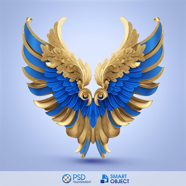 PSD un poster per un oggetto intelligente con le ali blu.